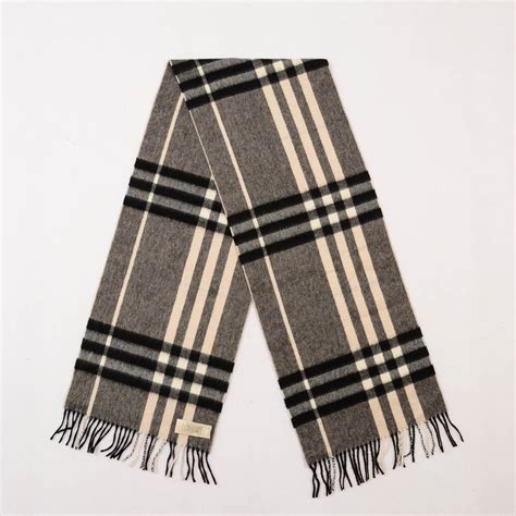 Burberry Fringed Check Cashmere Scarf 